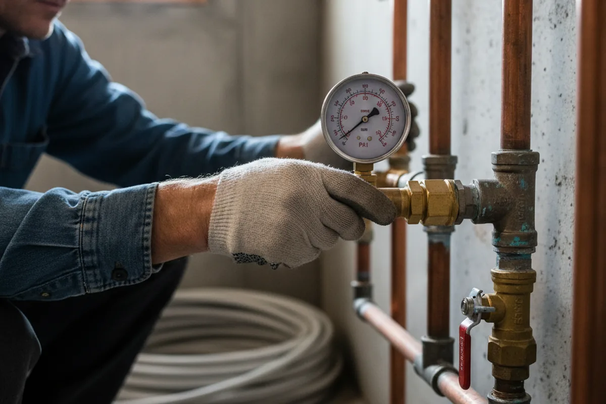 Pressure testing a repaired line during Water Line Repair in Cinebar